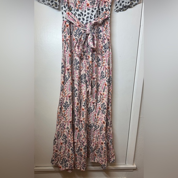 NWT Cath Kidston Frill Paper Pansies Floral Leopard Contrast Midi Dress 6 US 2 - Picture 12 of 16